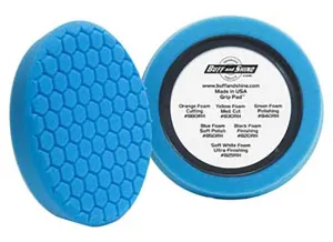 8" US Blue Soft Polishing Hex Faced Foam Grip Pad™ with Center Ring Backing