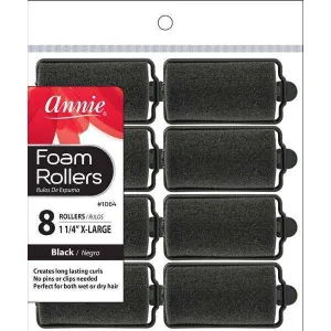 Annie Foam Rollers X-Large 8 Count Black 1064