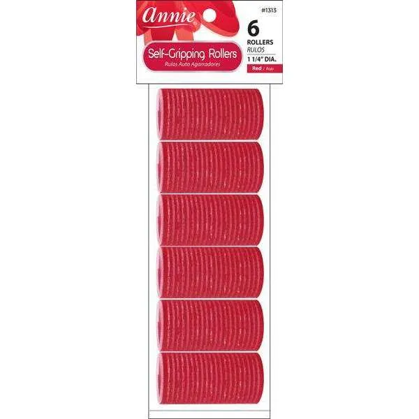 Annie Self Gripping Rollers 1 1/4In 6Ct Red 1313