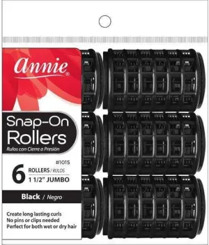 Annie Snap-On Rollers Size jumbo 6 Count Black 1015