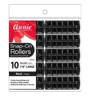 Annie Snap-On Rollers Size Large 10 Count Black 1013