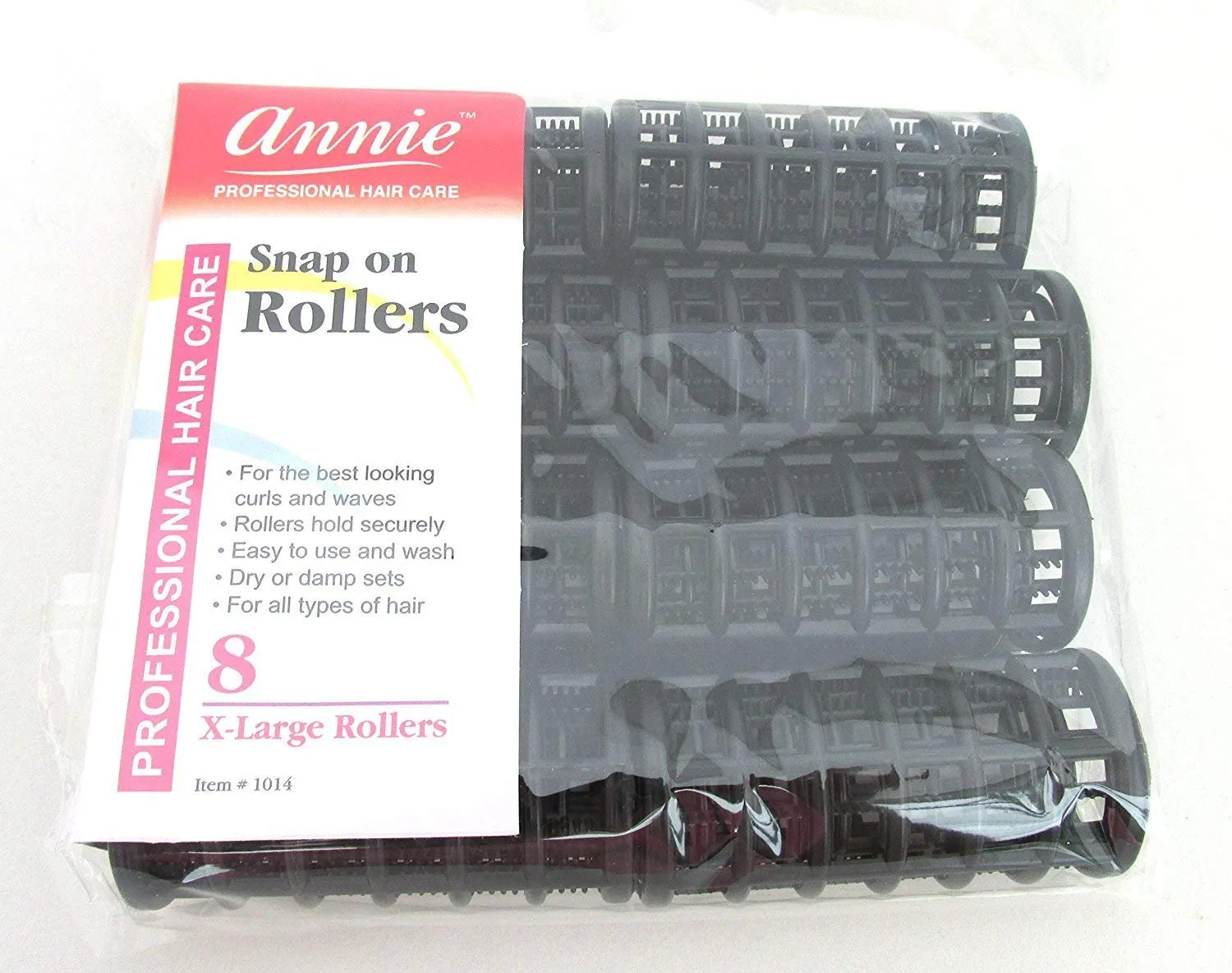 Annie Snap-On Rollers Size X-Large 8 Count Black 1014