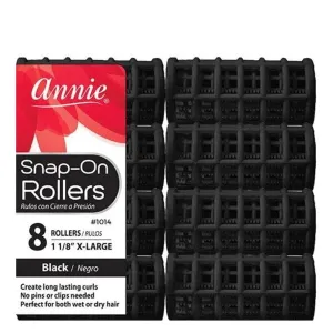 Annie Snap-On Rollers Size X-Large 8 Count Black 1014