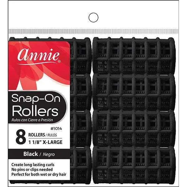 Annie Snap-On Rollers Size X-Large 8 Count Black 1014