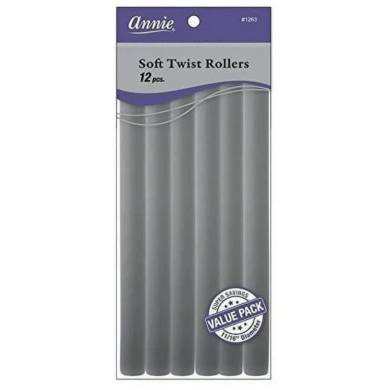 Annie Soft Twist Rollers 10" X-Large Gray Value Pack 11/16" 12 pcs 1263