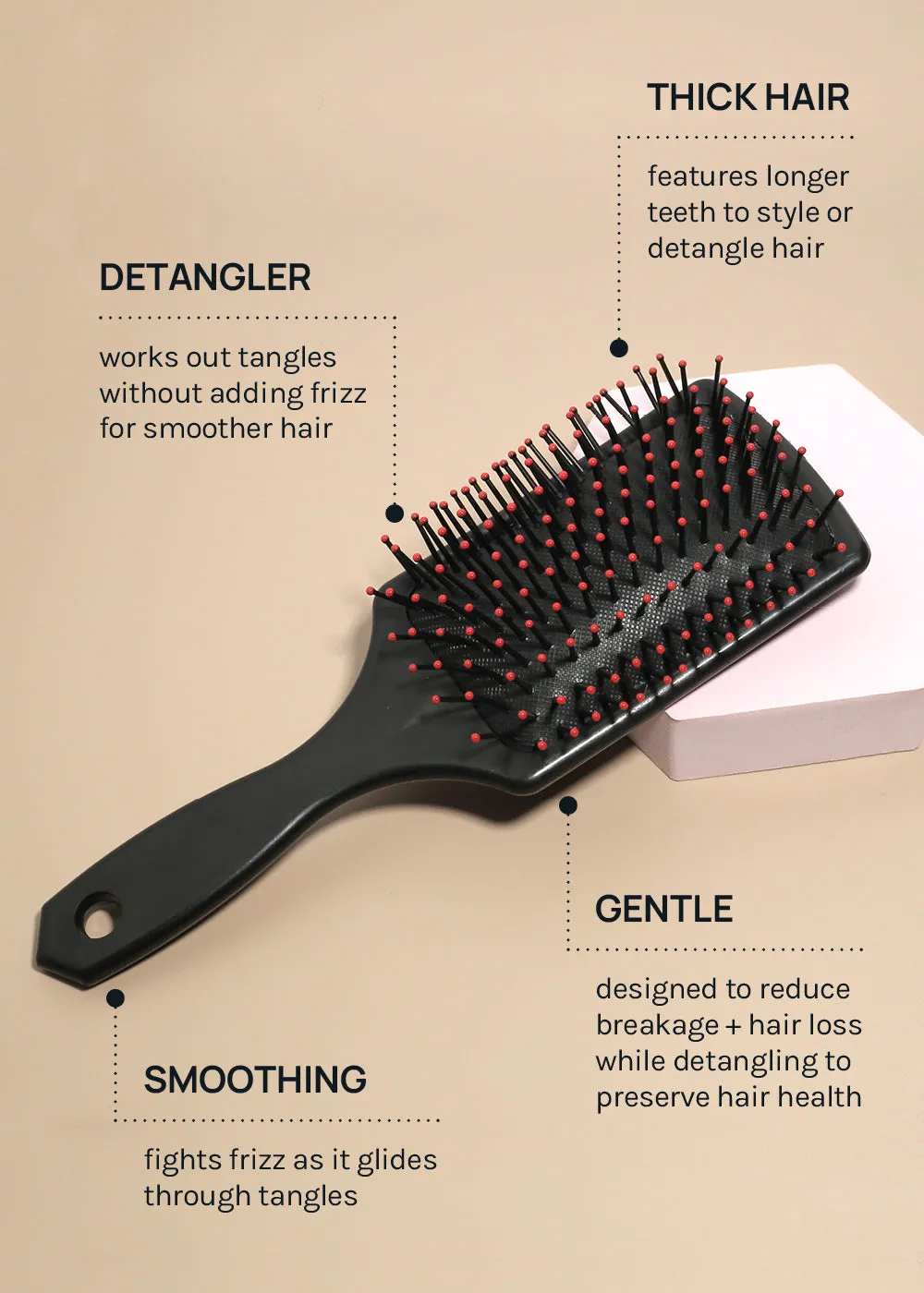 AOA Thick Hair Paddle Brush - Black