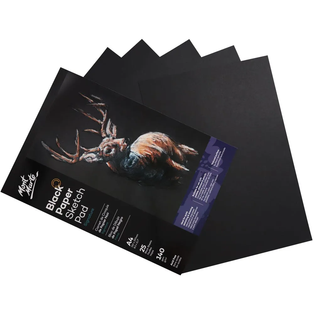 Black Paper Sketch Pad Signature 140gsm A4 25 Sheet