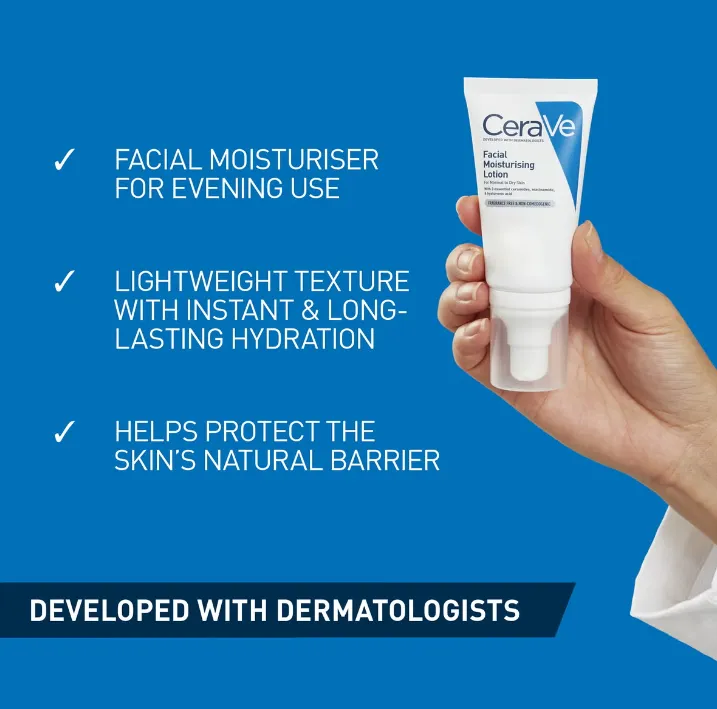 CeraVe Evening Moisturising Routine for Dry Skin, Face and Body Moisturiser with Hyaluronic Acid