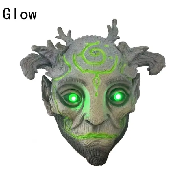 Cosplay Mascaras Halloween 2022 Forest Spirit Mask/Helmet, Realistic Face Costumes Led Light Up Mask Funny Unisex Adults маска