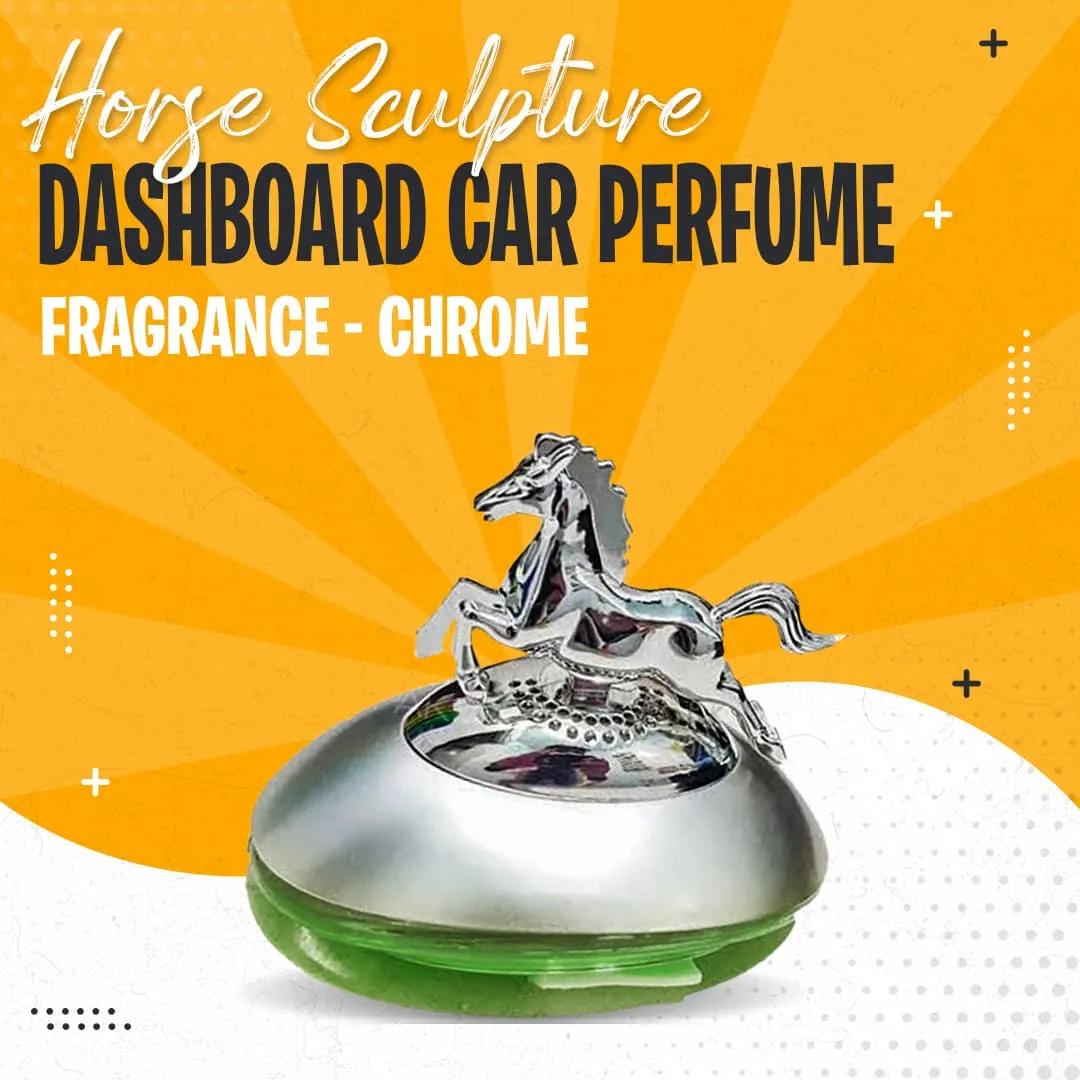 Horse Sculpture Dashboard Car Perfume Fragrance - Chrome