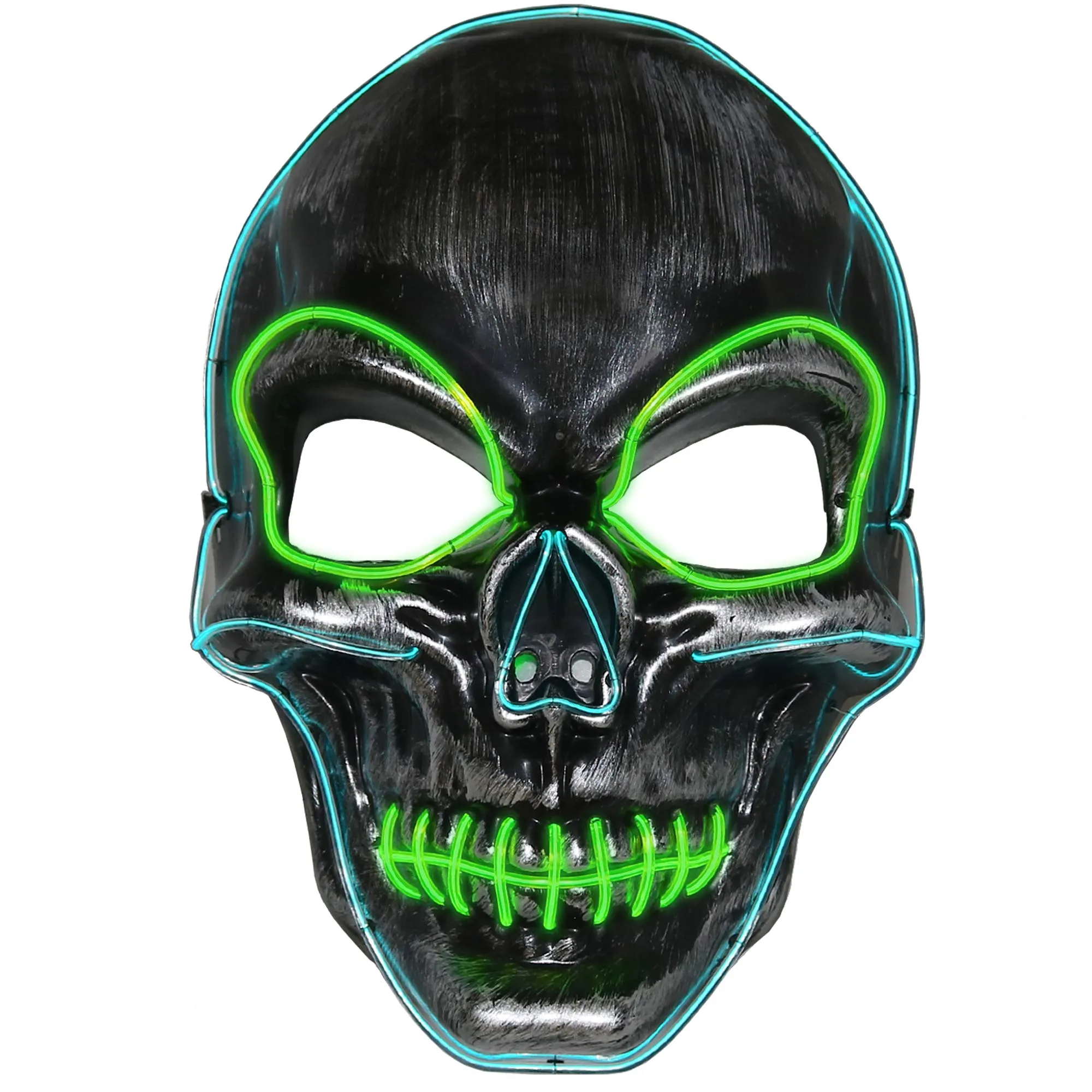 Light Up Costume Mask - Scary Glowing Face Mask with Lights for Masquerade Party and Festival Costumes