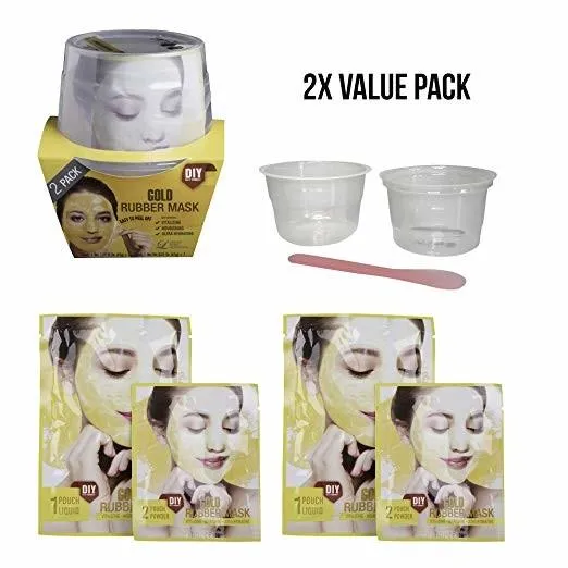 LINDSAY HOME AESTHETICS 2 Pack Gold Rubber Mask 5.04 oz