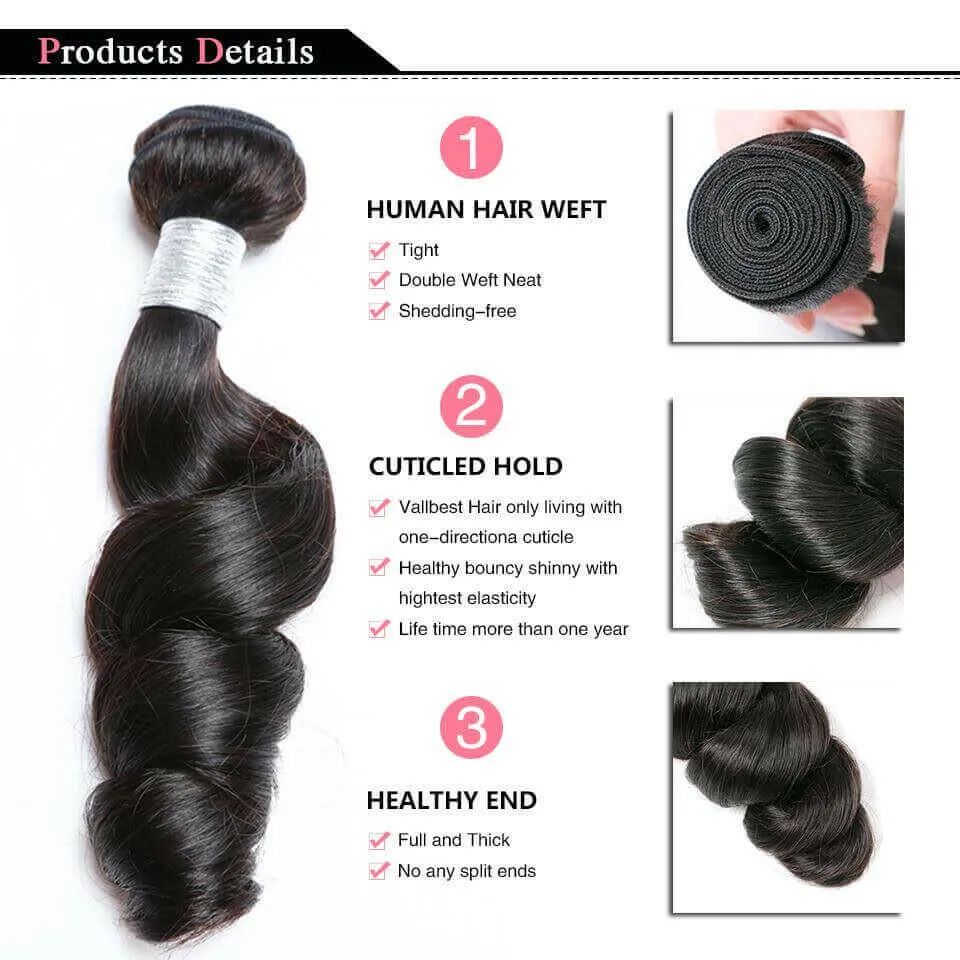 Loose Wave 10A Grade 3/4 bundles with 4x4 Closures & 13x4 Frontal