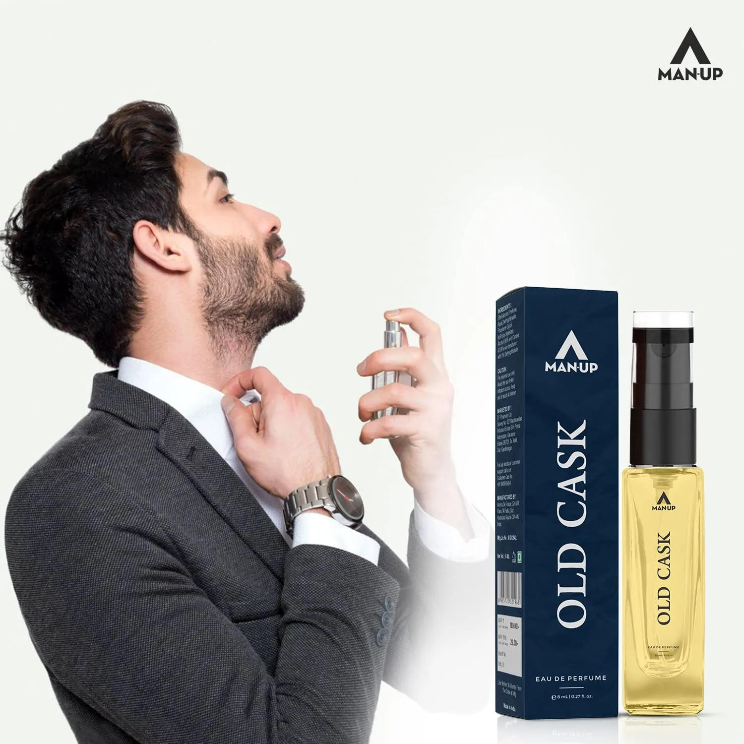 Man-Up Old Cask Perfume For Men | Eau De Perfume | Premium Long Lasting Fresh, Refreshing & Energising Fragrance Perfume | Celebrating Every Special Occasion - 8ml (Pack of 2)