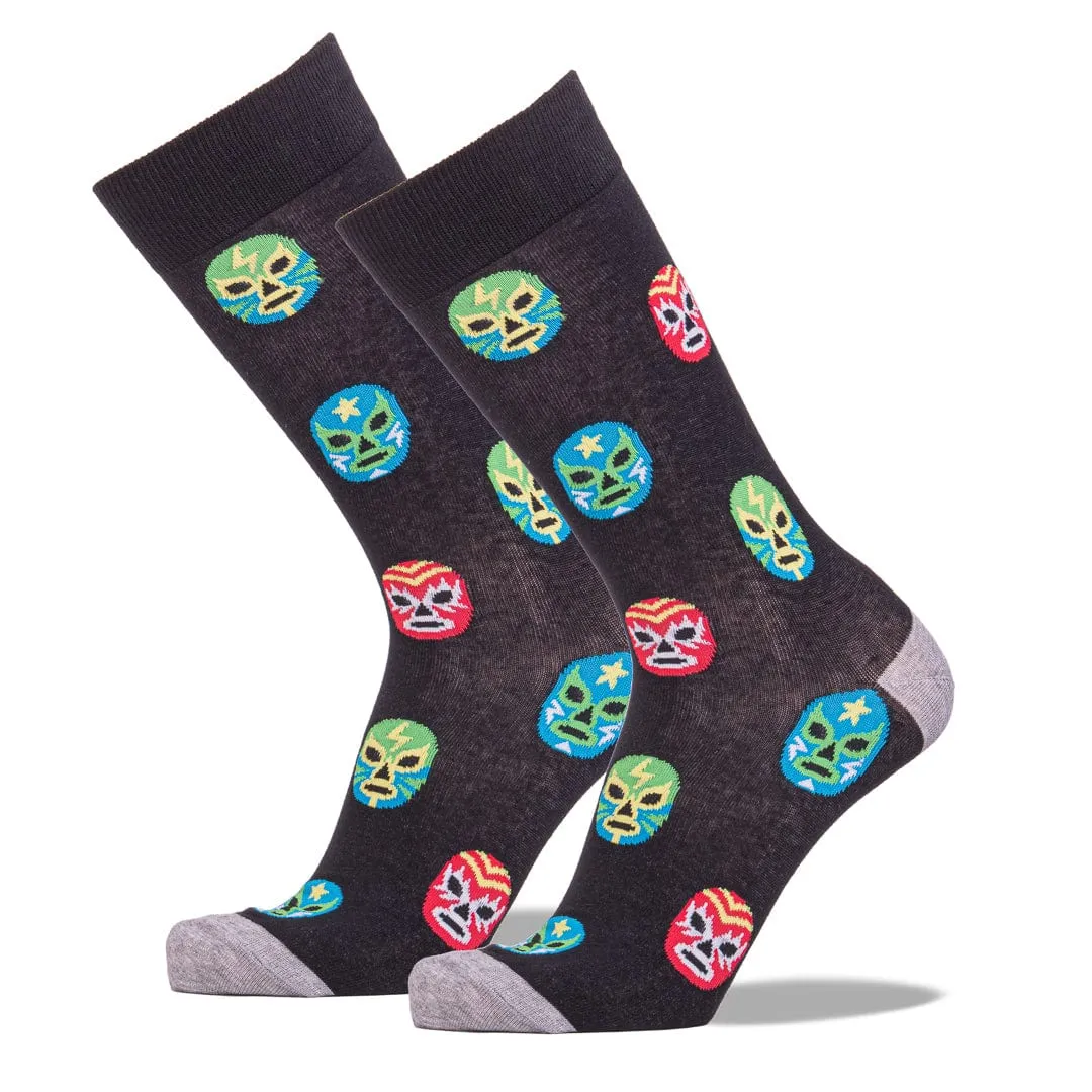 Men's Mexican Wrestler Masks Crew Socks