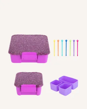 MontiiCo Glitter Lunch Box Bundle - Magenta Glitter