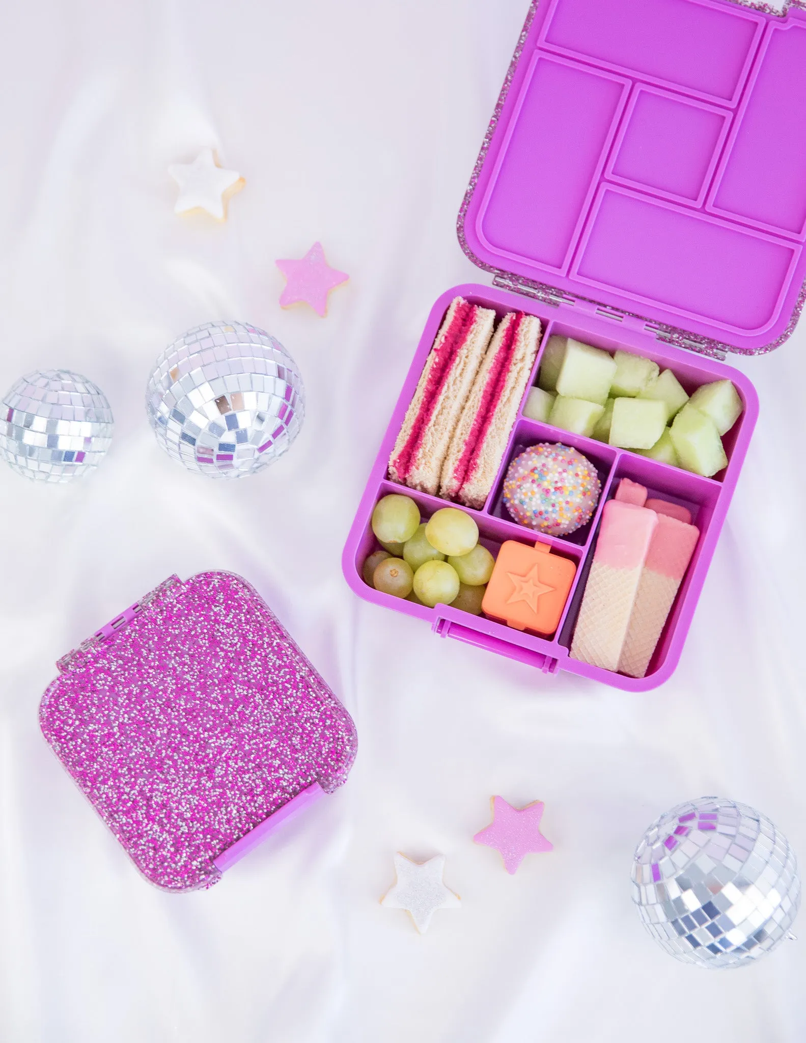 MontiiCo Glitter Lunch Box Bundle - Magenta Glitter