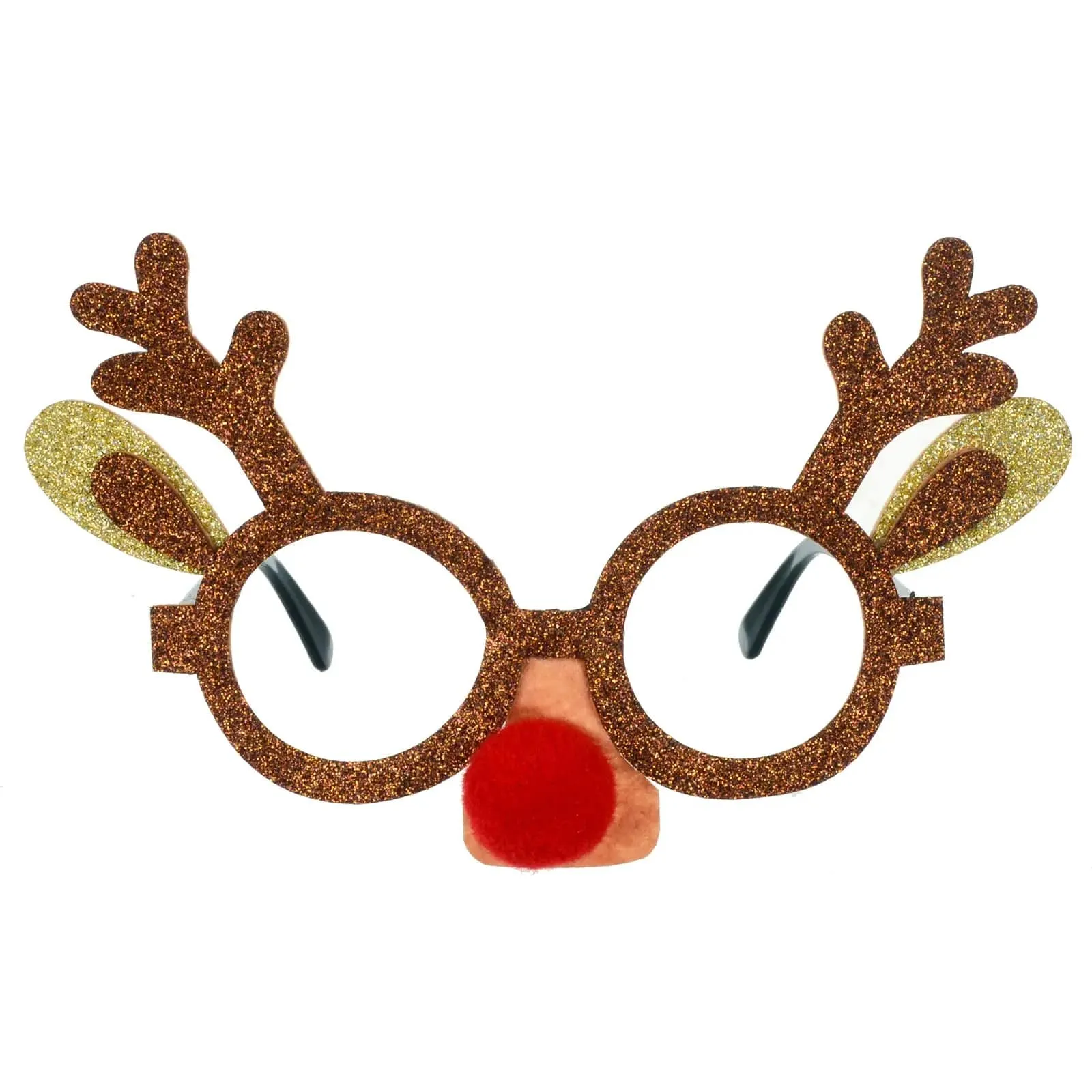 Novelty Reindeer Christmas Glasses Red Pom Pom Party Specs Fun