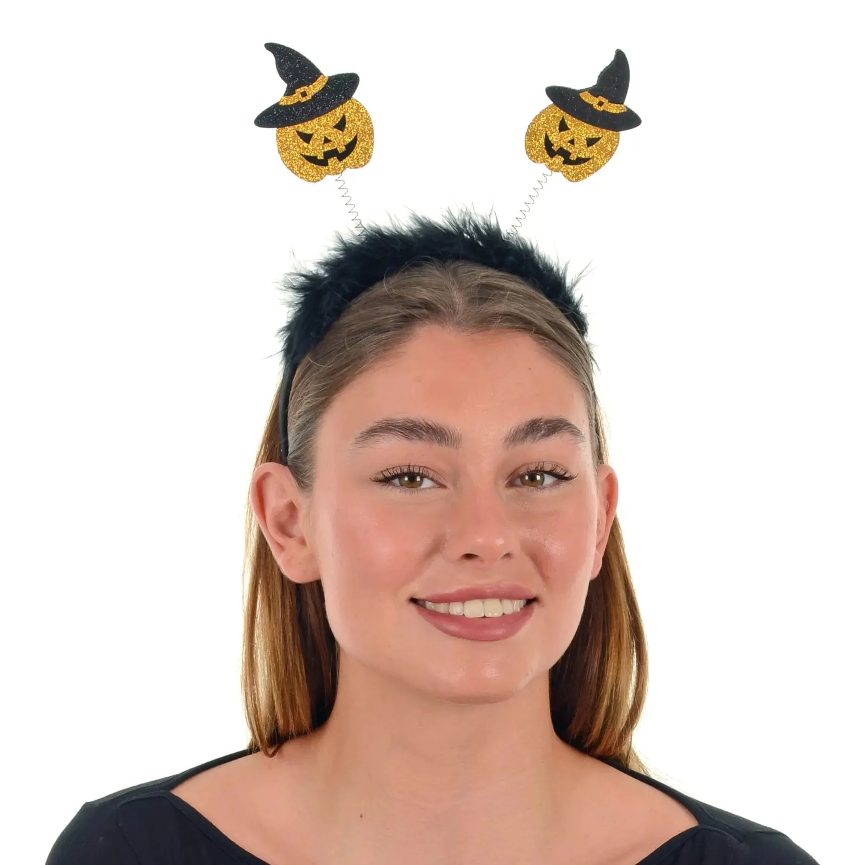 Pumpkin Head Boppers Witch Hat Headband Halloween Party Fun