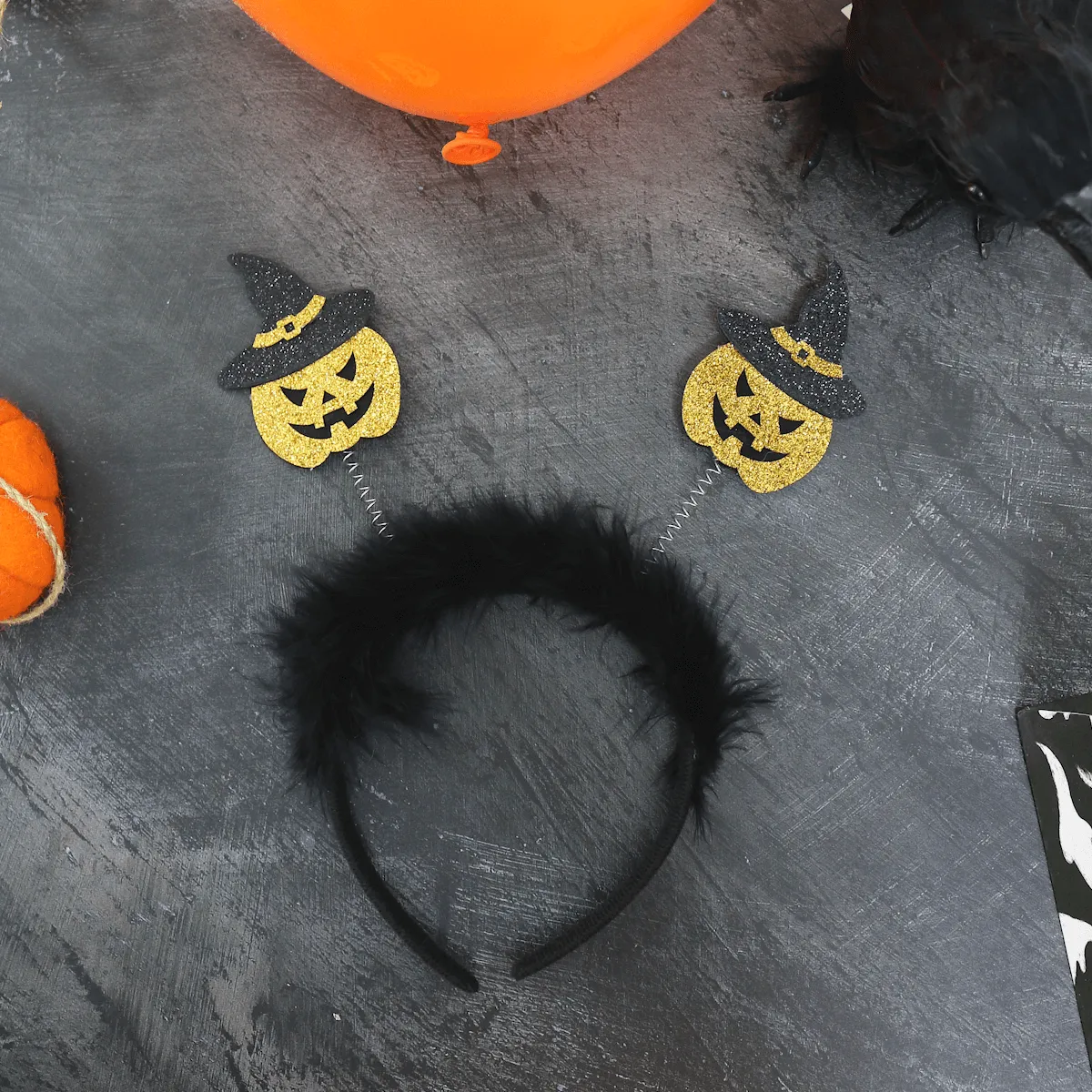 Pumpkin Head Boppers Witch Hat Headband Halloween Party Fun