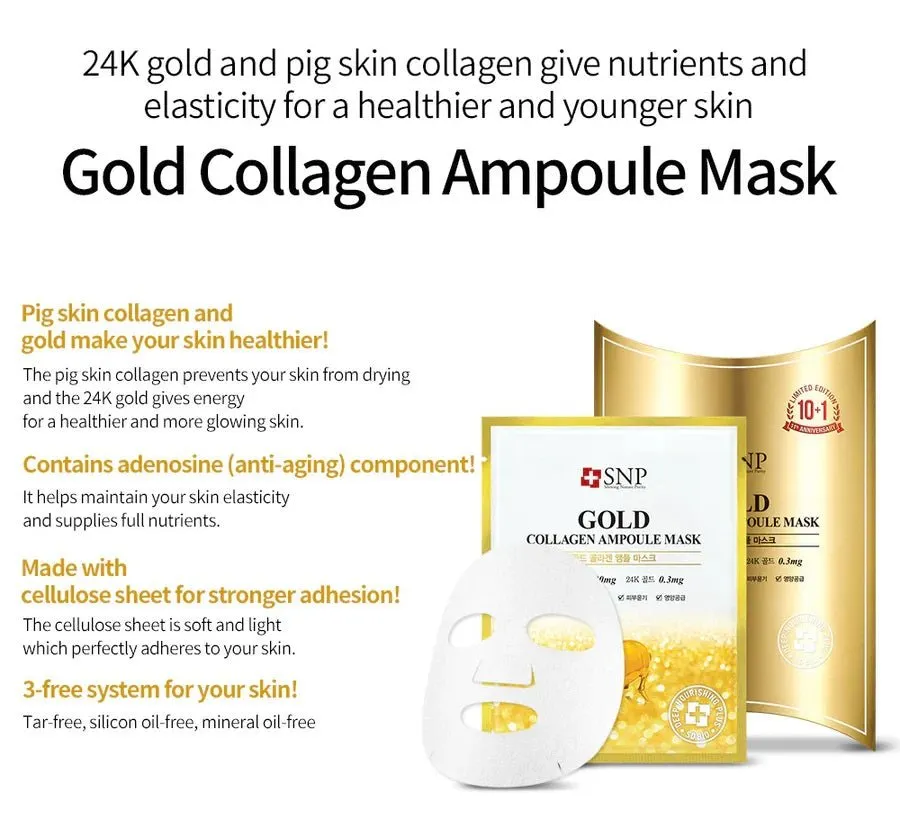 SNP Gold Collagen Moisture Ampoule Facial Mask