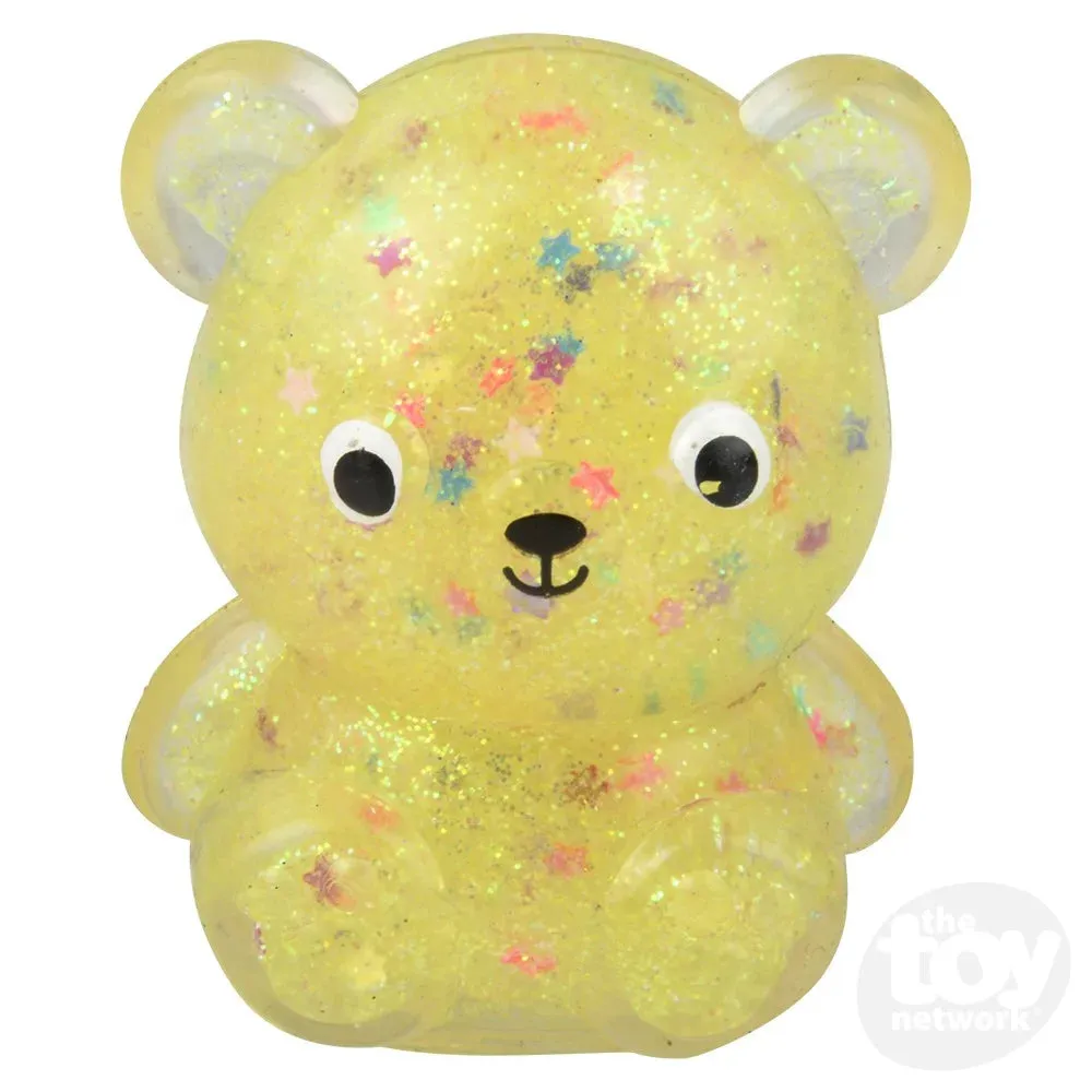 Squish Sticky Glitter Bear 2.25"