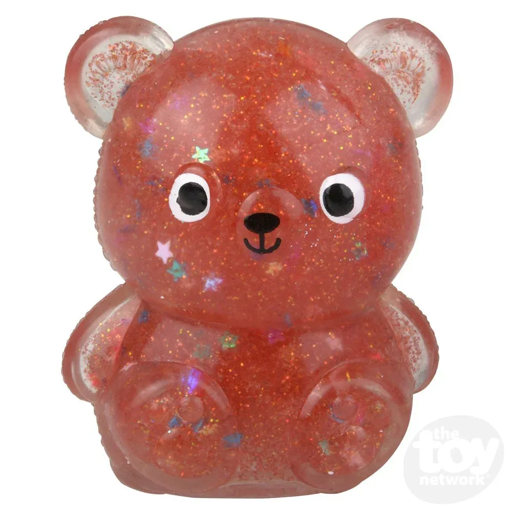 Squish Sticky Glitter Bear 2.25"