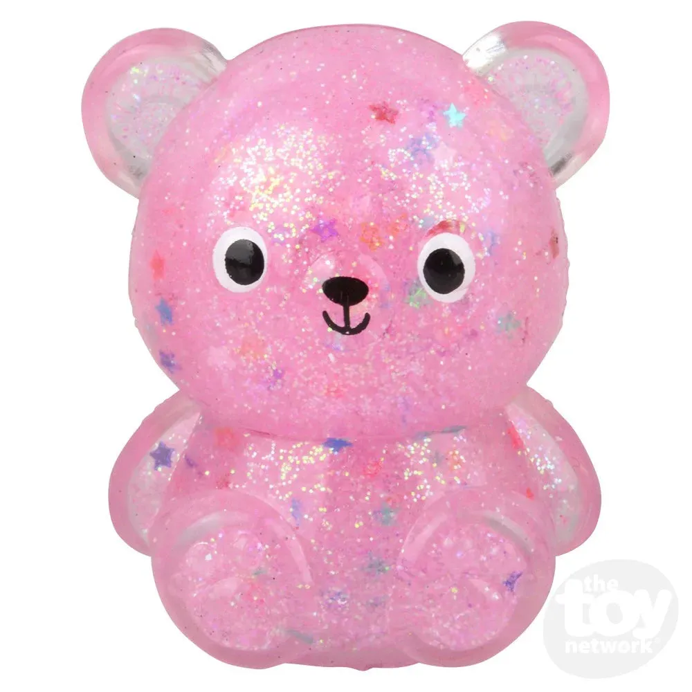 Squish Sticky Glitter Bear 2.25"