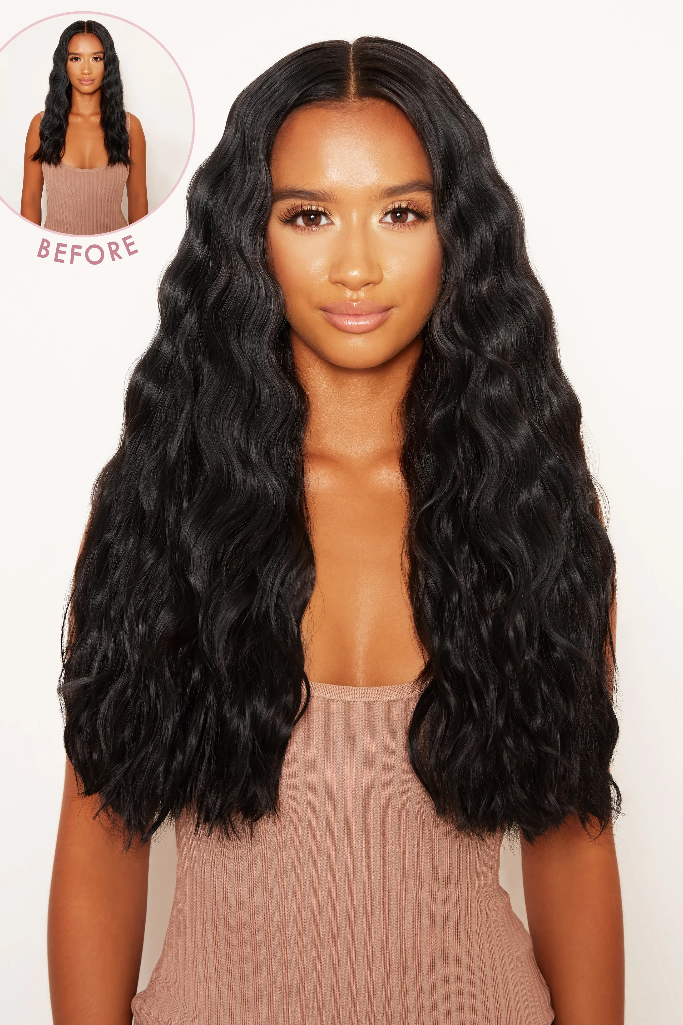 Super Thick 22" 5 Piece Crimped Wavy Clip In Hair Extensions