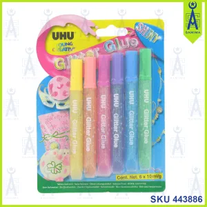 UHU YC GLITTER GLUE 6* 10ML SHINY COLOUR