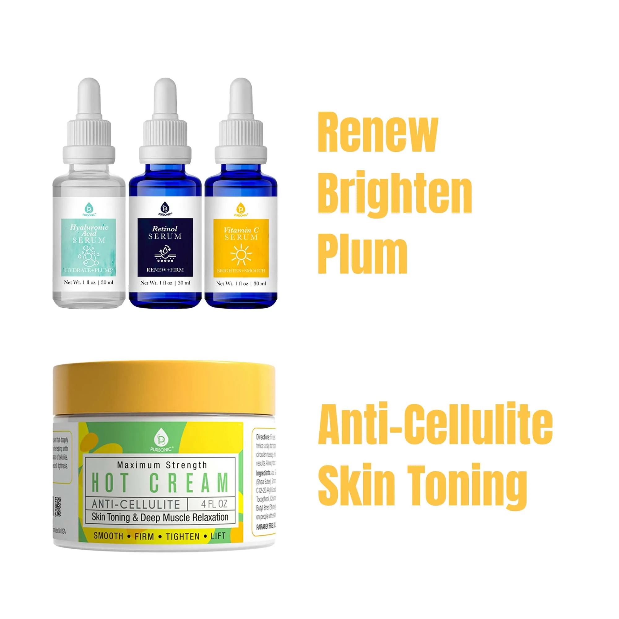 Ultimate Skin Care Duo: Anti Cellulite & Muscle Relaxation Hot Cream   Anti-Aging Serum Set